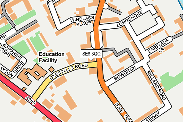 SE8 3QQ map - OS OpenMap – Local (Ordnance Survey)