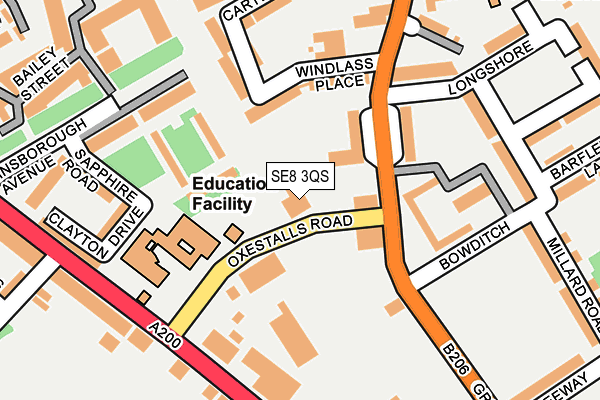 SE8 3QS map - OS OpenMap – Local (Ordnance Survey)