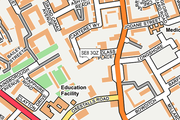 SE8 3QZ map - OS OpenMap – Local (Ordnance Survey)