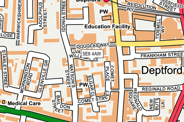 SE8 4AW map - OS OpenMap – Local (Ordnance Survey)