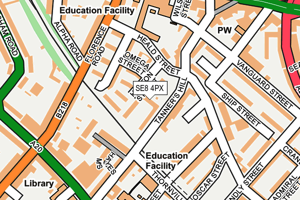 SE8 4PX map - OS OpenMap – Local (Ordnance Survey)