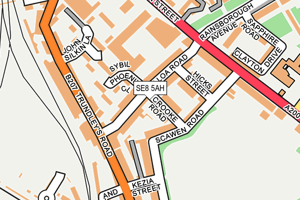 SE8 5AH map - OS OpenMap – Local (Ordnance Survey)