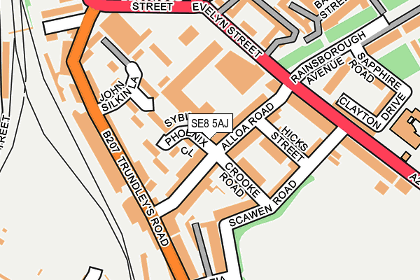 SE8 5AJ map - OS OpenMap – Local (Ordnance Survey)