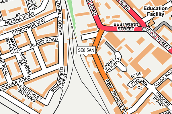 SE8 5AN map - OS OpenMap – Local (Ordnance Survey)