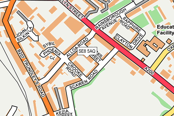 SE8 5AQ map - OS OpenMap – Local (Ordnance Survey)