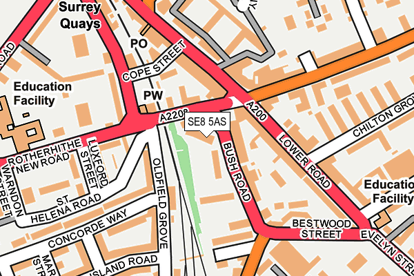 SE8 5AS map - OS OpenMap – Local (Ordnance Survey)