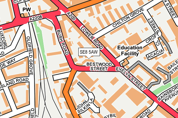 SE8 5AW map - OS OpenMap – Local (Ordnance Survey)