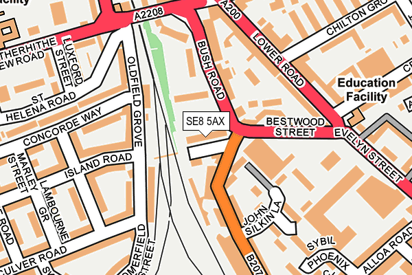 SE8 5AX map - OS OpenMap – Local (Ordnance Survey)
