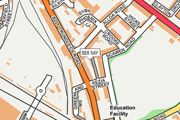 SE8 5AY map - OS OpenMap – Local (Ordnance Survey)
