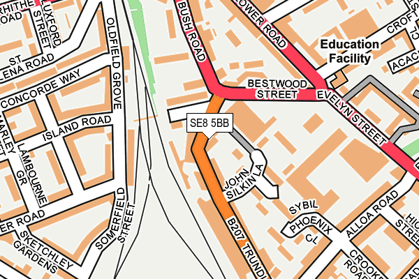 SE8 5BB map - OS OpenMap – Local (Ordnance Survey)