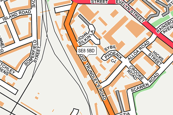 SE8 5BD map - OS OpenMap – Local (Ordnance Survey)