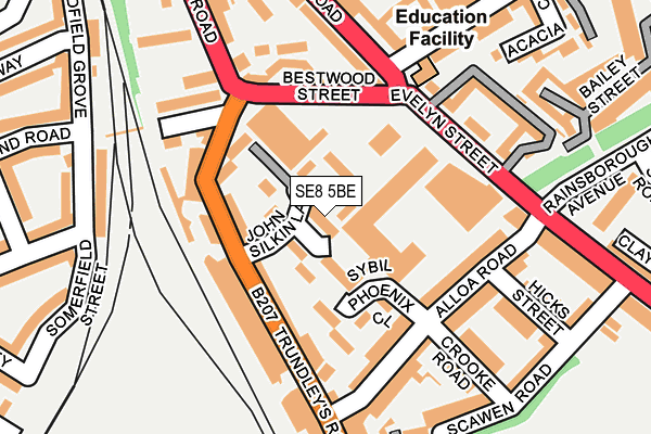 SE8 5BE map - OS OpenMap – Local (Ordnance Survey)