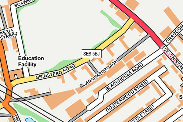 SE8 5BJ map - OS OpenMap – Local (Ordnance Survey)
