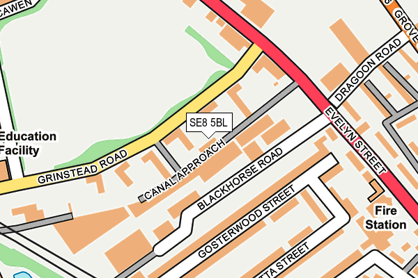 SE8 5BL map - OS OpenMap – Local (Ordnance Survey)