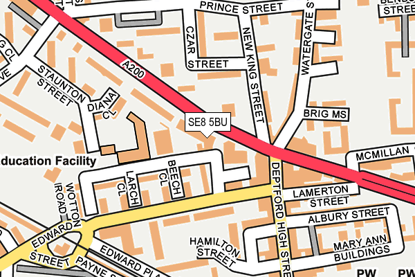 SE8 5BU map - OS OpenMap – Local (Ordnance Survey)