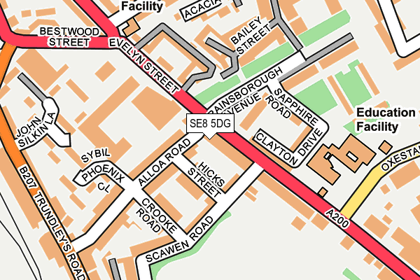 SE8 5DG map - OS OpenMap – Local (Ordnance Survey)
