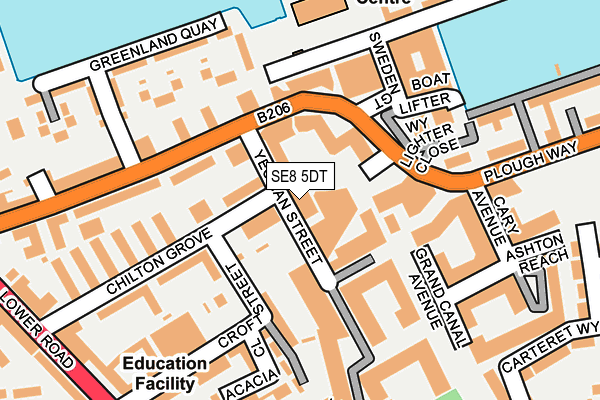 SE8 5DT map - OS OpenMap – Local (Ordnance Survey)