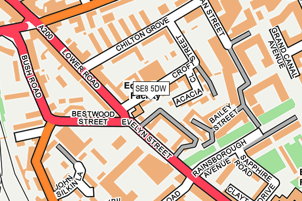 SE8 5DW map - OS OpenMap – Local (Ordnance Survey)