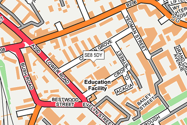 SE8 5DY map - OS OpenMap – Local (Ordnance Survey)