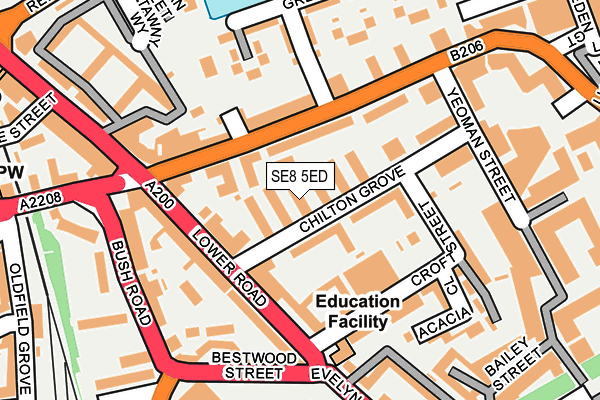 SE8 5ED map - OS OpenMap – Local (Ordnance Survey)
