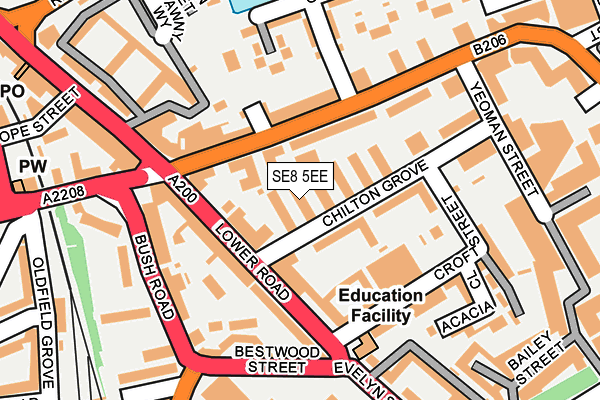 SE8 5EE map - OS OpenMap – Local (Ordnance Survey)
