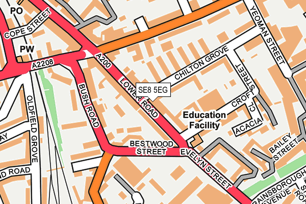 SE8 5EG map - OS OpenMap – Local (Ordnance Survey)