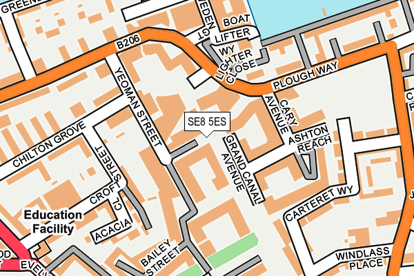 SE8 5ES map - OS OpenMap – Local (Ordnance Survey)
