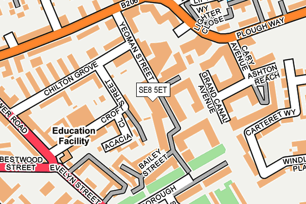 SE8 5ET map - OS OpenMap – Local (Ordnance Survey)