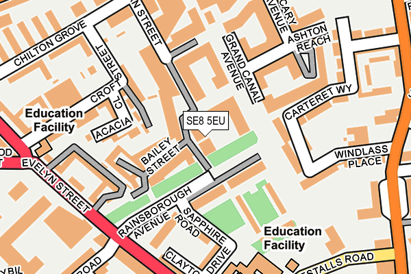 SE8 5EU map - OS OpenMap – Local (Ordnance Survey)
