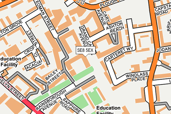 SE8 5EX map - OS OpenMap – Local (Ordnance Survey)