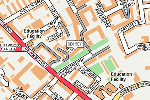 SE8 5EY map - OS OpenMap – Local (Ordnance Survey)