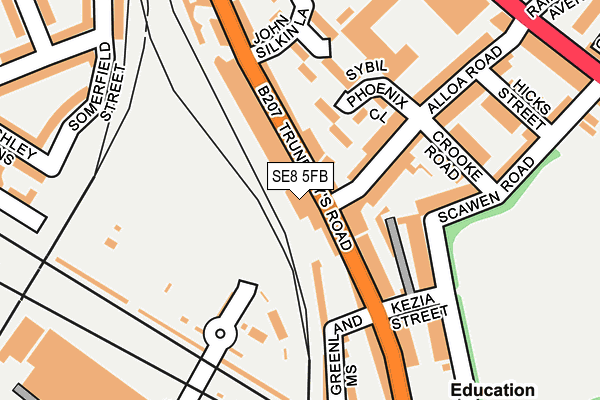 SE8 5FB map - OS OpenMap – Local (Ordnance Survey)