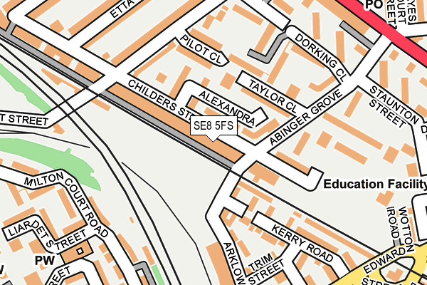 SE8 5FS map - OS OpenMap – Local (Ordnance Survey)