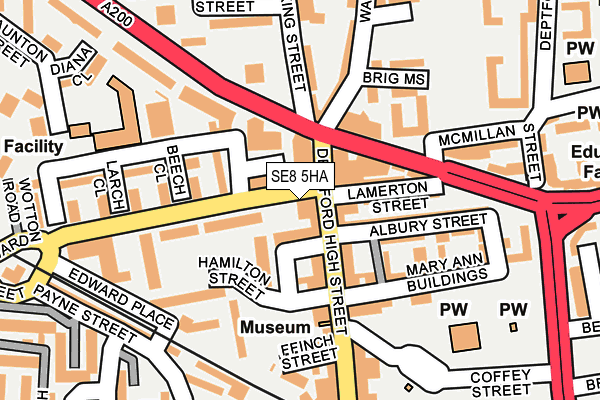 SE8 5HA map - OS OpenMap – Local (Ordnance Survey)