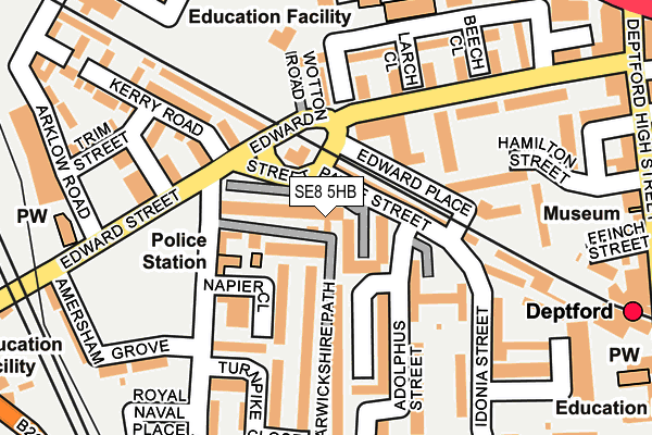 SE8 5HB map - OS OpenMap – Local (Ordnance Survey)