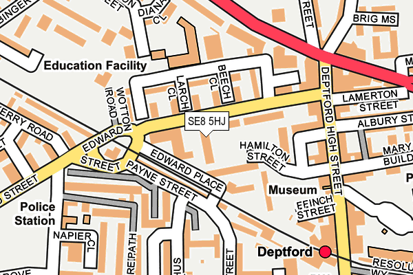 SE8 5HJ map - OS OpenMap – Local (Ordnance Survey)