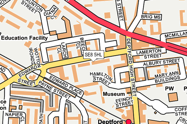 SE8 5HL map - OS OpenMap – Local (Ordnance Survey)