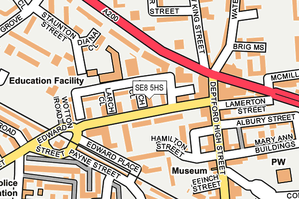 SE8 5HS map - OS OpenMap – Local (Ordnance Survey)