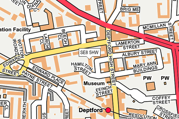 SE8 5HW map - OS OpenMap – Local (Ordnance Survey)