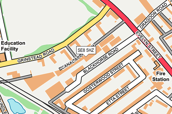 SE8 5HZ map - OS OpenMap – Local (Ordnance Survey)