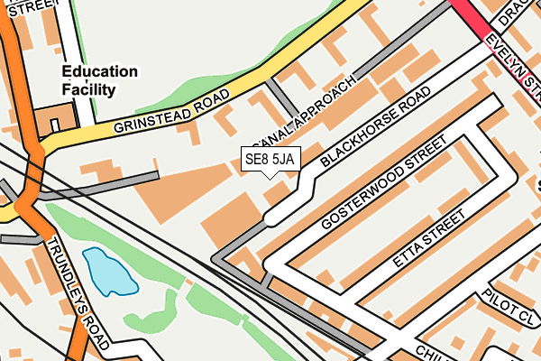 SE8 5JA map - OS OpenMap – Local (Ordnance Survey)