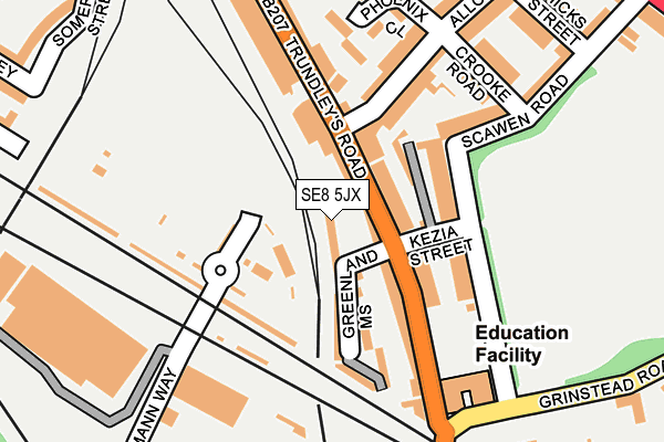 SE8 5JX map - OS OpenMap – Local (Ordnance Survey)