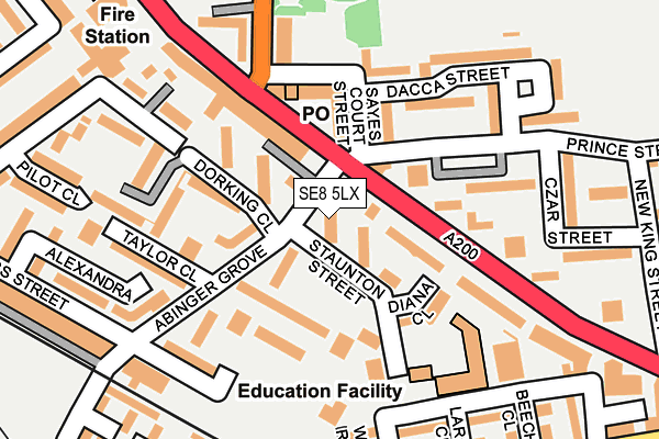 SE8 5LX map - OS OpenMap – Local (Ordnance Survey)