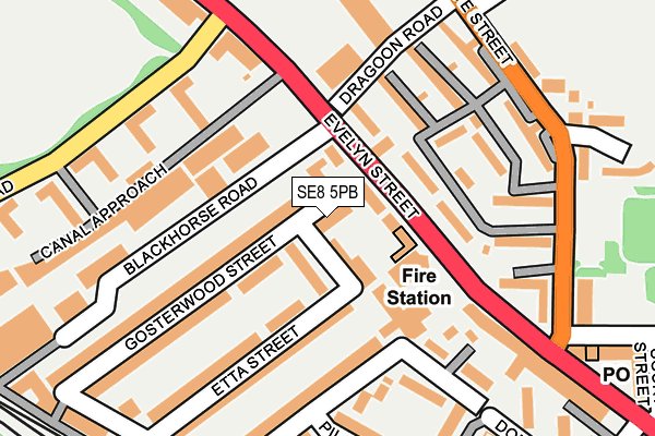 SE8 5PB map - OS OpenMap – Local (Ordnance Survey)