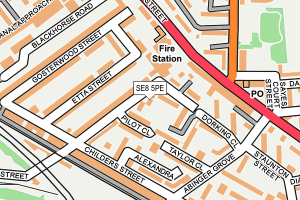 SE8 5PE map - OS OpenMap – Local (Ordnance Survey)
