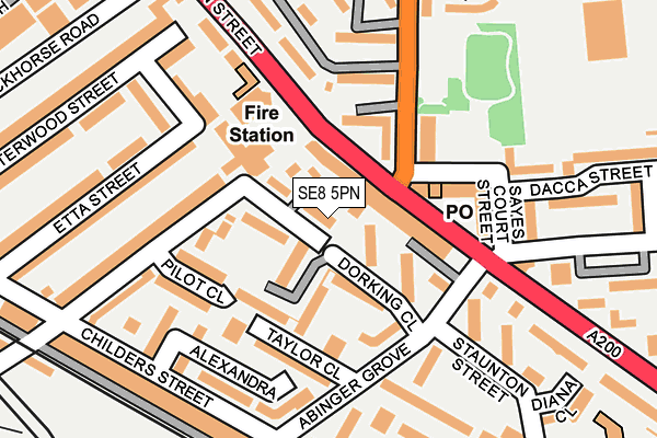 SE8 5PN map - OS OpenMap – Local (Ordnance Survey)