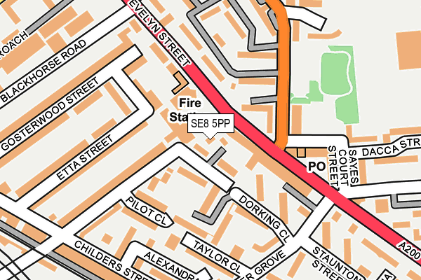 SE8 5PP map - OS OpenMap – Local (Ordnance Survey)