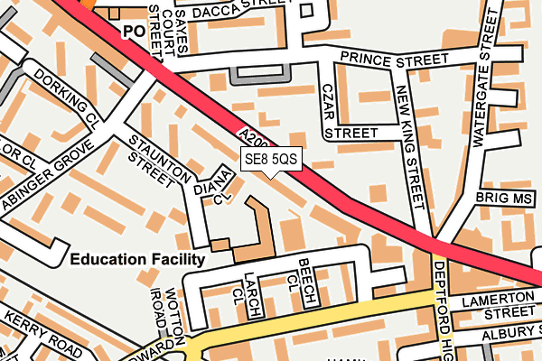 SE8 5QS map - OS OpenMap – Local (Ordnance Survey)
