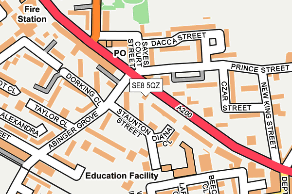 SE8 5QZ map - OS OpenMap – Local (Ordnance Survey)