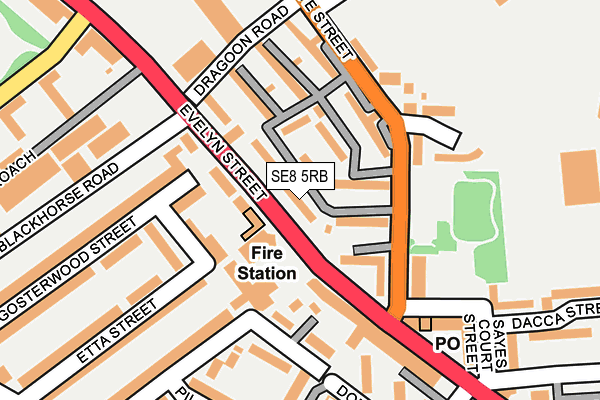 SE8 5RB map - OS OpenMap – Local (Ordnance Survey)